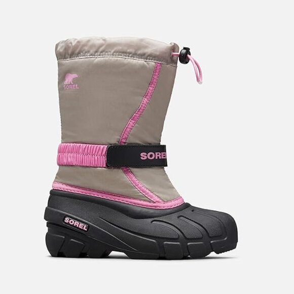 NEW Sorel Kid Flurry Chrome Gray Pink Waterproof Winter Tall Snow Boot - Picture 1 of 4